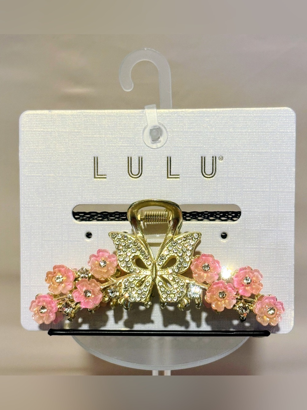 LULU Butterfly & Floral Rhinestone Hair Barrette